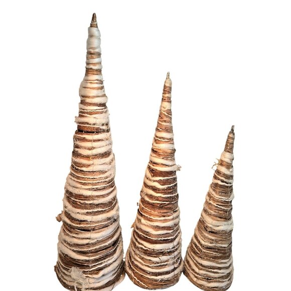 Set of 3 natural twine and cotton, sparkly Christmas trees - Picture 3 of 11